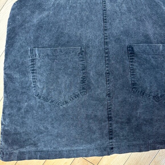 DON'T ASK WHY Charcoal Corduroy Overalls Mini Dress Skirt One Size - Picture 5 of 7